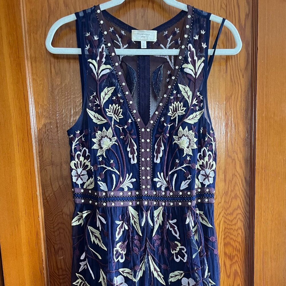 Moulinette Soeurs for Anthropologie Alicante Dress, Embroidered in Navy